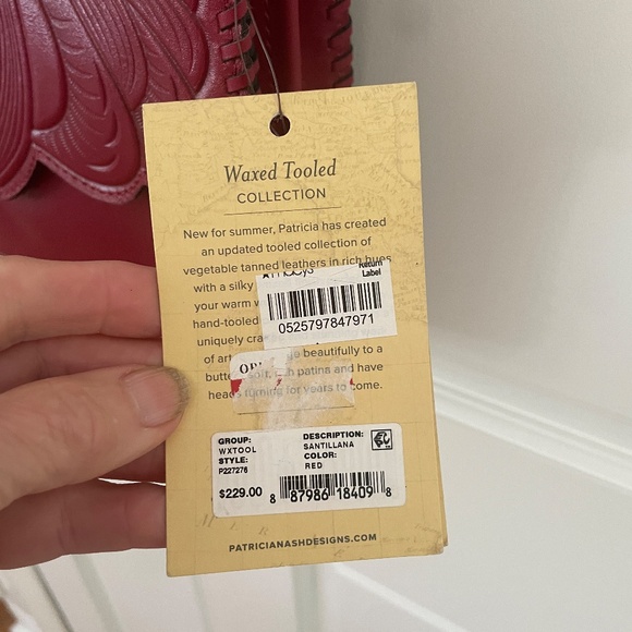 Patricia Nash deep red Tooled leather shoulder bag Santillana - Picture 5 of 13